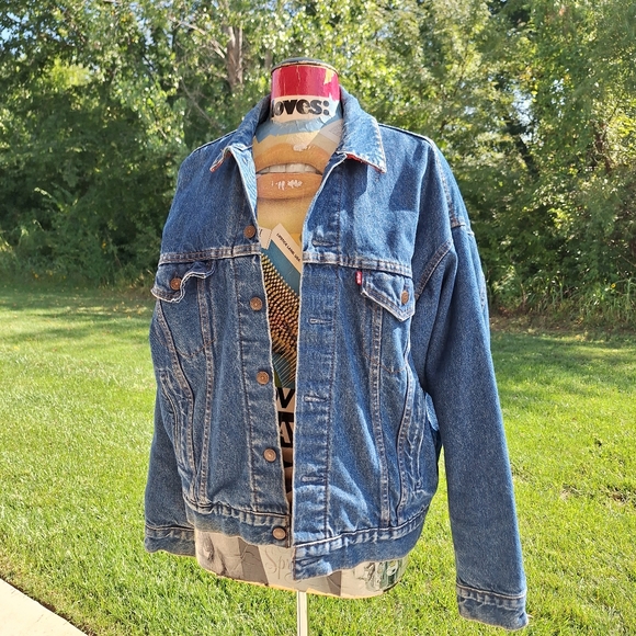RARE vintage Levi's flannel blanket lined jean jacket size XL - Picture 3 of 12